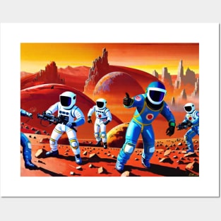 Retro Astronauts on Mars Posters and Art